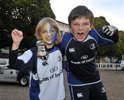 30 October 2010; Leinster supporters Cameron Scott, right age 11 with his brother Scott, age 5, from Dublin, show their support for their team ahead of the game. Celtic League, Leinster v Edinburgh, RDS, Ballsbridge, Dublin. Picture credit: David Maher / SPORTSFILE