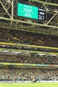 20 November 2010; A full South Stand pictured during the singing of the National Anthems before the start of the game. Autumn International, Ireland v New Zealand, Aviva Stadium, Lansdowne Road, Dublin. Picture credit: Brendan Moran / SPORTSFILE