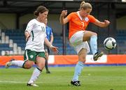 15 August 2010; Sherida Spitse, Netherlands, in action against Shannon Smyth, Republic of Ireland. Senior Women's International Friendly, Netherlands v Republic of Ireland, TATA Steel Stadion, Velsen-Zuid, Amsterdam, Netherlands. Picture credit: Dwight Rompas / SPORTSFILE