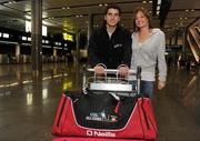24 November 2010; Dublin footballer Bernard Brogan with his girlfriend Leslie Walsh prior to departure for Kuala Lumpur ahead of the 2010 GAA Football All-Stars Tour, sponsored by Vodafone. Dublin Airport, Dublin. Picture credit: Brian Lawless / SPORTSFILE