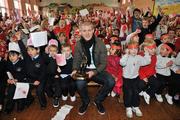 24 November 2010; Richie Ryan, Sligo Rovers, who was presented with the Airtricity / SWAI Player of the Month award for October 2010, with children from Our Lady of Mercy National School, Sligo. Our Lady of Mercy National School, Pearse Road, Sligo. Picture credit: David Maher / SPORTSFILE