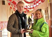 24 November 2010; Richie Ryan, Sligo Rovers, who was presented with the Airtricity / SWAI Player of the Month award for October 2010 from Katriona Boyle, manager of Sligo branch of Airtricity. Our Lady of Mercy National School, Pearse Road, Sligo. Picture credit: David Maher / SPORTSFILE