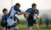 24 November 2010; Peter Collins, Newpark Comprehensive, in action against David Sharkey, Mount Temple. McMullen Cup Semi-Final, Mount Temple v Newpark Comprehensive, Seapoint Rugby Club, Killiney, Co. Dublin. Picture credit: Barry Cregg / SPORTSFILE