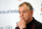 24 November 2010; Ulster head coach Brian McLaughlin during a press conference ahead of their Celtic League game against Benetton Treviso on Friday night. Ulster Rugby Press Conference, Newforge Training Ground, Belfast, Co. Antrim. Picture credit: Oliver McVeigh / SPORTSFILE