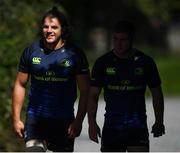 29 August 2016; Jordi Murphy, left, and Luke McGrath of Leinster arrive for squad training at UCD, Belfield in Dublin. Photo by Stephen McCarthy/Sportsfile