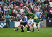 28 August 2016; Adam O'Neill, St Fiachra's Senior School, Beamount, Dublin, representing Dublin, in action against Tomás Corbett, St Paul's, Ratoath, Meath, left, and Jack Meagher, St Mary's, Ashbourne, Meath, representing Kerry, during the INTO Cumann na mBunscol GAA Respect Exhibition Go Games at the GAA Football All-Ireland Senior Championship Semi-Final game between Dublin and Kerry at Croke Park in Dublin. Photo by Ray McManus/Sportsfile