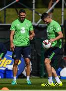 29 August 2016; Jonathan Walters, left, of Republic of Ireland during squad training at the National Training Centre in Abbottown, Dublin. Photo by Ramsey Cardy/Sportsfile