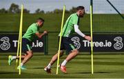 29 August 2016; Richard Keogh and Jonathan Walters of Republic of Ireland during squad training at the National Sports Campus, Abbottown, Dublin.  Photo by David Maher/Sportsfile