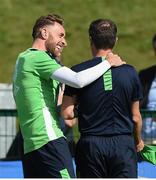 29 August 2016; Richard Keogh with Republic of Ireland assistant manager Roy Keane during squad training at the National Sports Campus, Abbottown, Dublin.  Photo by David Maher/Sportsfile