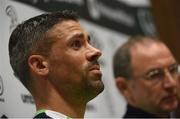 30 August 2016; Jonathan Walters of Republic of Ireland with manager Martin O'Neill during a press conference at the National Sports Campus in Abbottown, Dublin. Photo by David Maher/Sportsfile