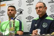 30 August 2016; Republic of Ireland manager Martin O'Neill with Jonathan Walters during a press conference at the National Sports Campus in Abbottown, Dublin. Photo by David Maher/Sportsfile