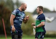 30 August 2016; John Muldoon of Connacht, left, and Conor McPhillips, Connacht backs coach, during a training session at the Sportsground in Galway. Photo by Sam Barnes/Sportsfile