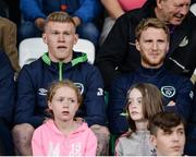 30 August 2016; Republic of Ireland internationals James McClean, left, and Eunan O'Kane during the SSE Airtricity League Premier Division game between Shamrock Rovers and Derry City at Tallaght Stadium in Tallaght, Co Dublin. Photo by Seb Daly/Sportsfile