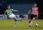 30 August 2016; Pat Cregg of Shamrock Rovers in action against Barry McNamee of Derry City during the SSE Airtricity League Premier Division game between Shamrock Rovers and Derry City at Tallaght Stadium in Tallaght, Co Dublin. Photo by Seb Daly/Sportsfile