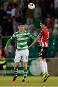 30 August 2016; Dean Jarvis of Derry City in action against Sean Boyd of Shamrock Rovers during the SSE Airtricity League Premier Division game between Shamrock Rovers and Derry City at Tallaght Stadium in Tallaght, Co Dublin. Photo by Seb Daly/Sportsfile