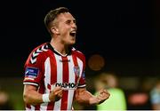 30 August 2016; Aaron McEneff of Derry City celebrates his team's victory following the SSE Airtricity League Premier Division game between Shamrock Rovers and Derry City at Tallaght Stadium in Tallaght, Co Dublin. Photo by Seb Daly/Sportsfile