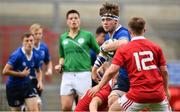 30 August 2016; Ruadhan Byron of Leinster in action against Seán French of Munster during the U18 Schools Interprovincial Series Round 1 game between Munster and Leinster at Thomond Park in Limerick. Photo by Brendan Moran/Sportsfile