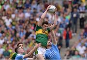 28 August 2016; David Moran of Kerry, supported by team-mate Anthony Maher in action against Brian Fenton, left, and Michael Darragh MacAuley of Dublin during the GAA Football All-Ireland Senior Championship Semi-Final game between Dublin and Kerry at Croke Park in Dublin. Photo by Piaras Ó Mídheach/Sportsfile