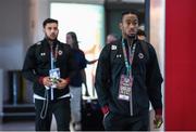 31 August 2016; Defensive back John Johnson of Boston College arriving into Dublin Airport this morning for the Aer Lingus College Football Classic where Boston College will take on Georgia Tech this Saturday in the Aviva Stadium. There is a full schedule of events taking place from today all across Dublin with limited tickets still available for the main event on Saturday. Check out www.collegefootballireland.com for more information.  Photo by Brendan Moran/Sportsfile