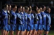 21 November 2010; West Clare Gaels, Clare, team stand together during the national anthem. Tesco All-Ireland Intermediate Ladies Football Club Championship Final, West Clare Gaels, Clare v St Conleth's, Laois, McDonagh Park, Nenagh, Co. Tipperary. Picture credit: Diarmuid Greene / SPORTSFILE