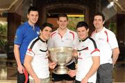 26 November 2010; Donie Shine, Roscommon, Bernard Brogan, Dublin, Daniel Goulding, Cork, Martin Clarke, Down, and Kevin McKernan, Down, with the Sam Maguire after a press conference in advance of the game. GAA Football All-Stars Tour 2010 sponsored by Vodafone. Crowne Plaza Hotel, Mutiara, Kuala Lumpur, Malaysia. Picture credit: Ray McManus / SPORTSFILE