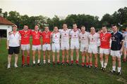 27 November 2010; Manager Conor Counihan with Cork players Alan Quirke, Aidan Walsh, Paudie Kissane, Daniel Goulding, Pearse O'Neill, Nicholas Murphy, Michael Shields, John Miskella, Paul Kerrigan, and Donnacha O'Connor who played on the  2009 and 2010 All-Stars. GAA Football All-Stars Tour 2009, sponsored by Vodafone, 2009 All-Stars v 2010 All-Stars, Royal Selangor Club, Bukit Kiara, Kuala Lumpur, Malaysia. Picture credit: Ray McManus / SPORTSFILE