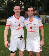 27 November 2010; Michael Mccann, Antrim, and Karl lacey, Donegal who both lined out for the 2009 All-Stars. GAA Football All-Stars Tour 2009, sponsored by Vodafone, 2009 All-Stars v 2010 All-Stars, Royal Selangor Club, Bukit Kiara, Kuala Lumpur, Malaysia. Picture credit: Ray McManus / SPORTSFILE