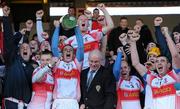 28 November 2010; De La Salle captain Ian Flynn and team-mates celebrate with the cup after the game. AIB GAA Hurling Munster Club Senior Championship Final, De La Salle v Thurles Sarsfields, Pairc Uí Chaoimh, Cork. Picture credit: Brendan Moran / SPORTSFILE