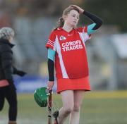 28 November 2010; A dejected Aoife Davoren, Corofin, Co. Clare, after the game. All-Ireland Junior Camogie Club Championship Final, Corofin, Co. Clare v Four Roads, Co. Roscommon, Duggan Park, Ballinasloe, Co. Galway. Picture credit: Ray Ryan / SPORTSFILE