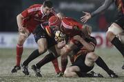 26 November 2010; Niall Ronan, Munster, tries to break through the Dragons defence. Celtic League, Dragons v Munster, Rodney Parade, Newport, Wales. Picture credit: Steve Pope / SPORTSFILE