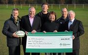 29 November 2010; In attendance at a photocall for the Legends Rugby match between Ireland and England are former Irish Rugby Internationals Malcolm O'Kelly, Shane Byrne and Girvan Dempsey, with from left, Keith Mangan, brother of the late Stuart Mangan, Len Dinneen, Irish Legends Organising Committee, and Ollie Campbell, IRFU Charitable Trust Committee. The match will take place in Donnybrook Stadium the night before the two countries meet in the Six Nations in the Aviva Stadium on Friday the 18th March 2011. This follows on from the success of the 2010 England v Ireland Legends match played earlier this year at the Twickenham Stoop in front of an 11,000 crowd, the teams will lock horns once again for this return match. Tickets start at €10 and will be available from ticketmaster and the Spar shop in Donnybrook and also on the gate on the night. Donnybrook Stadium, Donnybrook, Dublin. Picture credit: Brendan Moran / SPORTSFILE