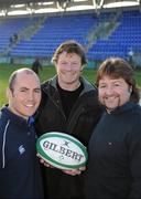 29 November 2010; Former Irish Rugby Internationals Girvan Dempsey, Malcolm O'Kelly and Shane Byrne in attendance at a photocall for the Legends Rugby match between Ireland and England which will be taking place in Donnybrook Stadium the night before the two countries meet in the Six Nations in the Aviva Stadium on Friday the 18th March 2011. This follows on from the success of the 2010 England v Ireland Legends match played earlier this year at the Twickenham Stoop in front of an 11,000 crowd, the teams will lock horns once again for this return match. Tickets start at €10 and will be available from ticketmaster and the Spar shop in Donnybrook and also on the gate on the night. Donnybrook Stadium, Donnybrook, Dublin. Picture credit: Brendan Moran / SPORTSFILE