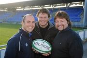 29 November 2010; Former Irish Rugby Internationals Girvan Dempsey, Malcolm O'Kelly and Shane Byrne in attendance at a photocall for the Legends Rugby match between Ireland and England which will be taking place in Donnybrook Stadium the night before the two countries meet in the Six Nations in the Aviva Stadium on Friday the 18th March 2011. This follows on from the success of the 2010 England v Ireland Legends match played earlier this year at the Twickenham Stoop in front of an 11,000 crowd, the teams will lock horns once again for this return match. Tickets start at €10 and will be available from ticketmaster and the Spar shop in Donnybrook and also on the gate on the night. Donnybrook Stadium, Donnybrook, Dublin. Picture credit: Brendan Moran / SPORTSFILE