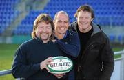 29 November 2010; Former Irish Rugby Internationals Shane Byrne, Girvan Dempsey, and Malcolm O'Kelly in attendance at a photocall for the Legends Rugby match between Ireland and England which will be taking place in Donnybrook Stadium the night before the two countries meet in the Six Nations in the Aviva Stadium on Friday the 18th March 2011. This follows on from the success of the 2010 England v Ireland Legends match played earlier this year at the Twickenham Stoop in front of an 11,000 crowd, the teams will lock horns once again for this return match. Tickets start at €10 and will be available from ticketmaster and the Spar shop in Donnybrook and also on the gate on the night. Donnybrook Stadium, Donnybrook, Dublin. Picture credit: Brendan Moran / SPORTSFILE