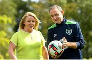 31 August 2016; Pictured at the announcement of Ladbrokes as official betting partners to the FAI are Jackie Murphy, Director of Ladbrokes Ireland and Republic of Ireland manager Martin O'Neill at the Castleknock Hotel in Castleknock, Dublin. Photo by Ramsey Cardy/Sportsfile