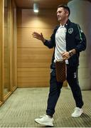 31 August 2016; Robbie Keane of Republic of Ireland arrives for the Three International Friendly game between the Republic of Ireland and Oman at the Aviva Stadium in Lansdowne Road, Dublin. Photo by David Maher/Sportsfile