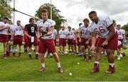 31 August 2016; Long snapper Leonard Skubal, left, and offensive lineman Anthony Palazzolo of Boston College tries his hand at the traditional Irish sport of hurling as his college undertake some last minute preparation ahead of the Aer Lingus College Football Classic where they will take on Georgia Tech this Saturday in the Aviva Stadium. There is a full schedule of events taking place from today all across Dublin with limited tickets still available for the main event on Saturday. Check out www.collegefootballireland.com for more information. Carton House in Maynooth, Co Kildare. Photo by Brendan Moran/Sportsfile
