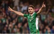 31 August 2016; Robbie Brady of Republic of Ireland celebrates after scoring his side's first goal during the Three International Friendly game between the Republic of Ireland and Oman at the Aviva Stadium in Lansdowne Road, Dublin. Photo by David Maher/Sportsfile