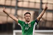 31 August 2016; Robbie Keane of Republic of Ireland celebrates after scoring his side's second goal during the Three International Friendly game between the Republic of Ireland and Oman at the Aviva Stadium in Lansdowne Road, Dublin. Photo by David Maher/Sportsfile