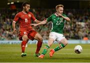 31 August 2016; Stephen Quinn of Republic of Ireland in action against Yaseen Khalil Abdallah Al Shyadi of Oman during the Three International Friendly game between the Republic of Ireland and Oman at the Aviva Stadium in Lansdowne Road, Dublin. Photo by Seb Daly/Sportsfile