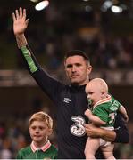 31 August 2016; Robbie Keane of Republic of Ireland, with his two sons Robert and Hudson, following the Three International Friendly game between the Republic of Ireland and Oman at the Aviva Stadium in Lansdowne Road, Dublin. Photo by David Maher/Sportsfile
