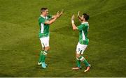 31 August 2016; Jon Walters of Republic of Ireland, left, celebrates with team-mate Shane Long after scoring his side's third goal during the Three International Friendly game between the Republic of Ireland and Oman at the Aviva Stadium in Lansdowne Road, Dublin. Photo by Daire Brennan/Sportsfile