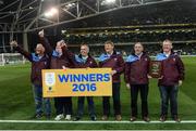 31 August 2016; Shiven Rovers representatives are presented to the crowd, after winning the FAI Club of the Year 2016. Three International Friendly game between the Republic of Ireland and Oman at the Aviva Stadium in Lansdowne Road, Dublin. Photo by Seb Daly/Sportsfile