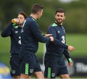 2 September 2016; Shane Long and Stephen Ward  of Republic of Ireland during squad training in the FAI National Training Centre, Abbottown, Dublin.  Photo by David Maher/Sportsfile