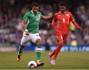 31 August 2016; Cyrus Christie of Republic of Ireland in action against Raed Ibrahim Saleh of Oman during the Three International Friendly game between the Republic of Ireland and Oman at the Aviva Stadium in Lansdowne Road, Dublin. Photo by Matt Browne/Sportsfile