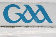 29 November 2010; A general view of frost on a GAA sign in Croke Park. The weather forecast is for up to 25cm of snow for Dublin and Wicklow over the next 48 hours, Croke Park, Dublin. Picture credit: Brendan Moran / SPORTSFILE
