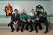29 November 2010; 'Club is family’; Pictured at Nemo Rangers GAA clubhouse is Billy Morgan with his sons Brían Morgan, right, and Alan Morgan, and and Paul Reidy, AIB Cork, left, as preparations continue for their upcoming AIB Munster GAA Football Senior Final Club Championship fixture against Kerry side Dr. Crokes on Sunday the 5th of December. Nemo Rangers GAA Club, Cork. Picture credit: Brian Lawless / SPORTSFILE