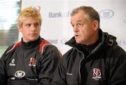30 November 2010; Ulster's head coach Brian McLaughlin, right, along with Chris Henry speaking during a press conference ahead of their Celtic League match against Dragons on Friday. Ulster Rugby press conference, Newforge Country Club, Belfast. Picture credit: Oliver McVeigh / SPORTSFILE