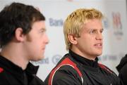 30 November 2010; Ulster's Chris Henry speaking during a press conference ahead of their Celtic League match against Dragons on Friday. Ulster Rugby press conference, Newforge Country Club, Belfast. Picture credit: Oliver McVeigh / SPORTSFILE