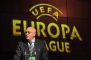 30 November 2010; Michael Van Praag, Chairman of Club Competitions Committee and a member of the Executive Committee, during the launch of the UEFA Europa League Final. UEFA Europa League Final Dublin 2011 launch, Convention Centre Dublin, Spencer Dock, North Wall Quay, Dublin. Picture credit: David Maher / SPORTSFILE